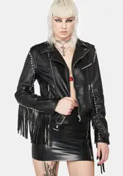 [AZALEA WANG] Fringe Moto Jacket