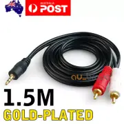 3.5mm to 2 RCA Cable - 1.5m Stereo Audio Male Cord 3.5 mm Headphone to 2RCA
