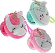 NAMOARLY 3pcs Snap Bracelets Purse Band Wristbands Bracelets Theme Party Favors Plush Bags Coin Purse Unicorn Shaped Bag Coin Storage Pouch Slap Wristband Lovely Pouch Plush