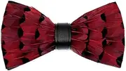 [HAMKVBPR] Men's Bow Tie Men's Handmade Feather Pre-tied Bow tie Neck Bowtie Adjustable Wedding Party Butterfly Bow Tie for Party, Business
