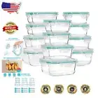 Stylish 24-Piece Glass Meal Prep Containers with Lids - Microwave and Oven Safe