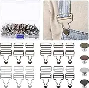 Glarks 24Sets 28/32/38mm Overall Buckles Metal Suspender Replacement Buckles with Rectangle Sliding Buckle and No-Sew Buttons for Trousers Jacket Jeans Pants Strap