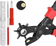 Leather Hole Punch Set, Revolving Punch Plier Kit,Multi Hole Sizes Maker Tool,Super Heavy Duty Rotary Puncher for Belts, Dog Collars, Saddles, Shoes, Fabric,Watch Bands, Straps