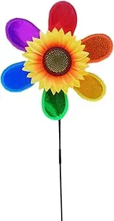 Garden Wind Spinners,Sunflower Reflective Pinwheel - Scare Birds Away, Rainbow Colorful Decor for Orchard Pool Lawn Farm Garden Balcony