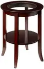 Frenchi Furniture-Wood Genoa End Table Round Side /Accent Table Inset Glass