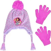[Concept One] Disney Encanto Kids Beanie Hat and Gloves Set, Mirabel Peruvian Winter Knit Cap with Tassels and Matching Mittens, Pink, One Size, Pink, One Size