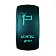 GREEN 2 Position Rocker Switch Laser Etched 20A 12V LIGHTED WHIP Offroad