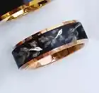 Engraved Black Tungsten Beautiful Siamese Fighting Betta Fish Pattern Ring - 8mm