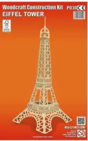 3D Eiffel Tower Wooden Puzzle, No Glue Needed NEW