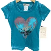 Y2K Ta-eam Collection Small NWT Heart Blue Graphic Shirt