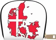 [EdWal] Danish Flag Map Print Card Holder Unisex Credit Card Case for Men and Women Leather Card Holder, Slim Business Card, White, One Size