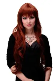 Wig Ladies Women Long Wavy Layered Fringe Red Copper Red 80 CM 6311-130
