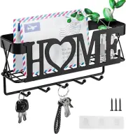 Key Holder for Wall - Key Rack with 5 Key Hooks, 11.02" L×2.75" W×4.92" H, Key a