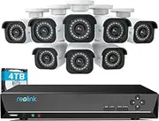 Reolink 4K 16CH PoE Video Surveillance Camera System, H.265, Smart Person/Vehicle Detection, 8pcs 8MP PoE IP Security Cameras Outdoor with a 4K 16-Channel NVR, 4TB HDD pre-Installed