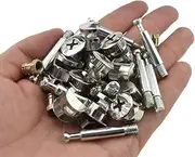 HAHIYO Furniture Connector Cam Lock Fittings Dowel Flat Back Fastener Table Side Knock Down with Pre-Inserted Bolt Nut Rock Solid Fit Hole Properly Good Grab for Drawer Dresser Cabinet, 40mm-11 Sets
