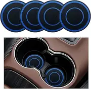 4 PCS Car Cup Holder Coaster, Non-Slip 2.75 Inch Diameter Auto Drink Mat, Dustproof Cup Holder Insert Coaster for Most Vehicles, Universal Interior Decor Car Accessories (Blue)