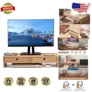 Space-Saving Monitor Stand with 50lb Capacity & Two Drawers - Fully Assembled