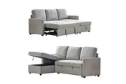 Foret 3 Seater Sofa Bed Modular Corner Pullout Lounge Storage Chaise Fabric Couch - 2 Colours