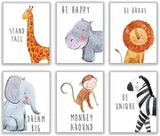 Safari Baby Animals, Baby Nursery Decor, Baby Room Decor, Playroom Wall Art Decor Prints, Boys & Girls Room, Kids Bedroom Inspirational Quotes, Motivational Art, Inspirational Art. Set of 6 8x10in.