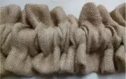 Burlap Fabric Sand Taupe Sleeve Ruffle Top Bottom Rod Pocket Window Valance
