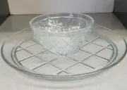 Indiana Glass Gazebo 12" Round Serving Platter and 6" Dip Bowl Set