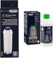 De'Longhi Coffee Machine Replacement Water Filter DLSC002, White & EcoDecalk Coffee Descaling Solution DLSC500, 500ml Pack, Accessory Bundle