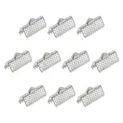 100Pcs Ribbon Crimp Clamp Ends 13mm Cord End Clasp for DIY Craft Silver Tone