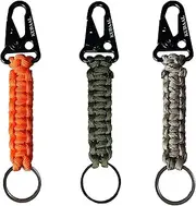Paracord Keychain with Carabiner, Key Fob Braided Lanyard Keychain with Utility Ring & Enlarged Mouth Clip