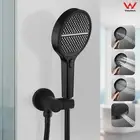 Hand Held Shower Head Set 4-Mode Sprayer Wall Elbow Connector 1.5m Hose Black