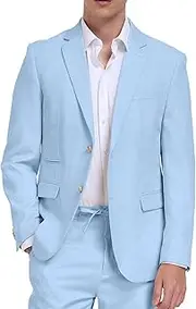 [JOYLYJOME] Men Linen Suits 2 Piece Summer Beach Suit Casual Holiday Outfits Lightweight Groomsmen Blazer Pants Set Wedding Prom Tuxedos