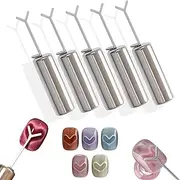 Heart Magnet for Cat Eye Gel Polish, 5 Pack Magnetic Nail Art Tools with Y-Shaped Guide, Professional Nail Magnet Sticks for Home, Nail Art Salon, Guide for Nails, DIY Manicure Kit (5Pcs)