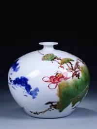 在飛比找松果購物優惠-景德鎮陶瓷器手繪青花瓷花瓶為現代中式客廳增添藝術氣息 (8.