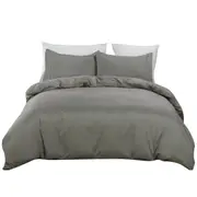 Grey Soft Quilt/Duvet/Doona Cover Set Single/D/Queen/King/Super King Size Bed