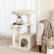 CostwayIndoor Plush 4-Layer Cat Tree with Scratching Posts for Pet-Beige