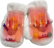 [Generisch] Cartoon Winter Gloves, Cute Gloves for Girls - Warm Gloves Plush Gloves - Snow Gloves Windproof Cute Mittens Cycling Gloves for Women and Kids