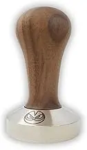 58.5 mm Tamper for IMS and E&B, Lab Competition Filter Baskets, Italian Walnut and INOX Steel. Flat Bottom.