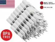 400PCS Pre Rolled Silver Plastic Silverware Sets - Heavy Duty Silver Cutlery