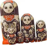 Girl Nesting Dolls Russian Stacking Toy 10Pcs Handpainted Wooden Matryoshka Colorful Desktop Ornament Versatile Popular for Children Kids