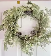 Frosty Cedar, Pinecone & White Berry Wreath