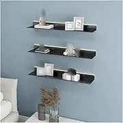 Floating Shelves Aluminum Alloy Light-Emitting Shelves 3 Pcs Wall-Mounted Display Shelf Plant Shelf Bookcases Home Bedroom Living Room Commercial Bar Storage Racks