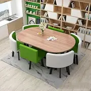 Oval Dining Table and 6 Chairs, Office Reception Conference Table and Chairs Coffee Table Sets Negotiation Business Table (Color : Green)