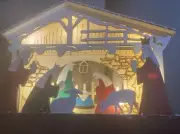 Christmas Manger Jesus Decorations Wood Light Up New