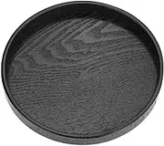 Round Wood Serving Tray, Solid Wooden Decorative Tray Non-Slip Tea Coffee Table Tray Snack Plate Food Meals Serving Tray with Raised Edges for Home Decor Kitchen Restaurant(11.8inch/30cm, Black)
