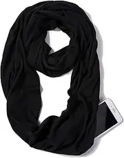 [elzama] Infinity Loop Solid Color Scarf With Hidden Zipper Pocket For Women - Lightweight Travel Neck Wrap