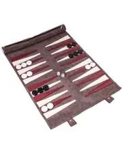 Bey-Berk Warren Grey Suede Roll-up Backgammon Travel Set