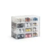Set of 12 Click Shoe Storage Organisers Cabinet Box Small - Clear/White - Clear/White / Small