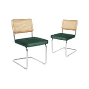 Levede 2x Velvet Cesca Dining Chairs Green