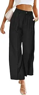 [ZPLxi] Women's Baggy Wide Leg Pants with Pockets High Waist Long Straight Leg Plus Size Casual Trousers Business Work Bootcut Suit Pants for Summer
