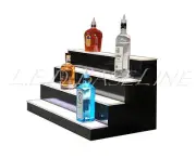 20" LIGHTED BAR SHELF, Four Steps, Liquor display shelving, bar bottle shelves