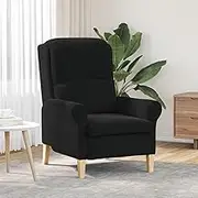 Black Armchair for Living Room, Modern Fabric Upholstered Wood Frame, Ergonomic Design Lounge Seat for Indoor Spaces